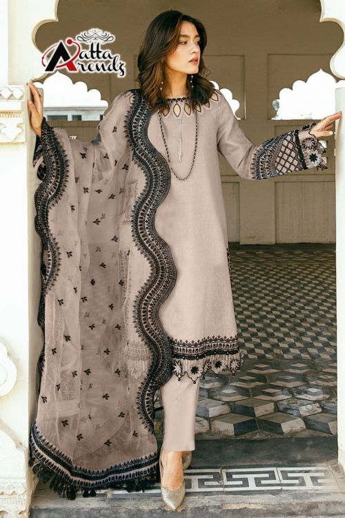 Atta Trendz 2707 Heavy Georgette Ethnic Wear Top And Pant With Dupatta Readymade Collection